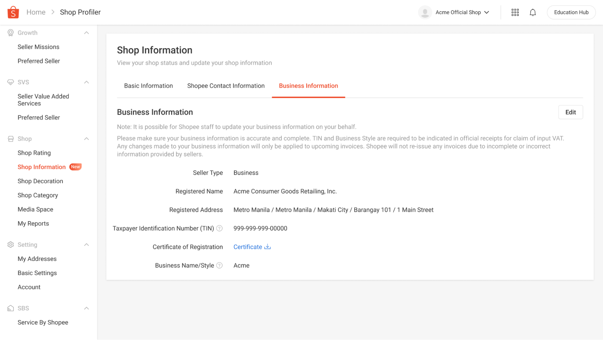How to Update Business Information for Tax Invoices | Shopee PH Seller ...